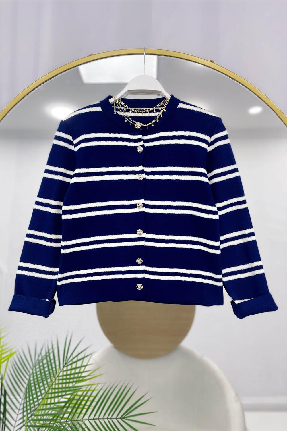 MONO ÇİZGİLİ KADIN HIRKA