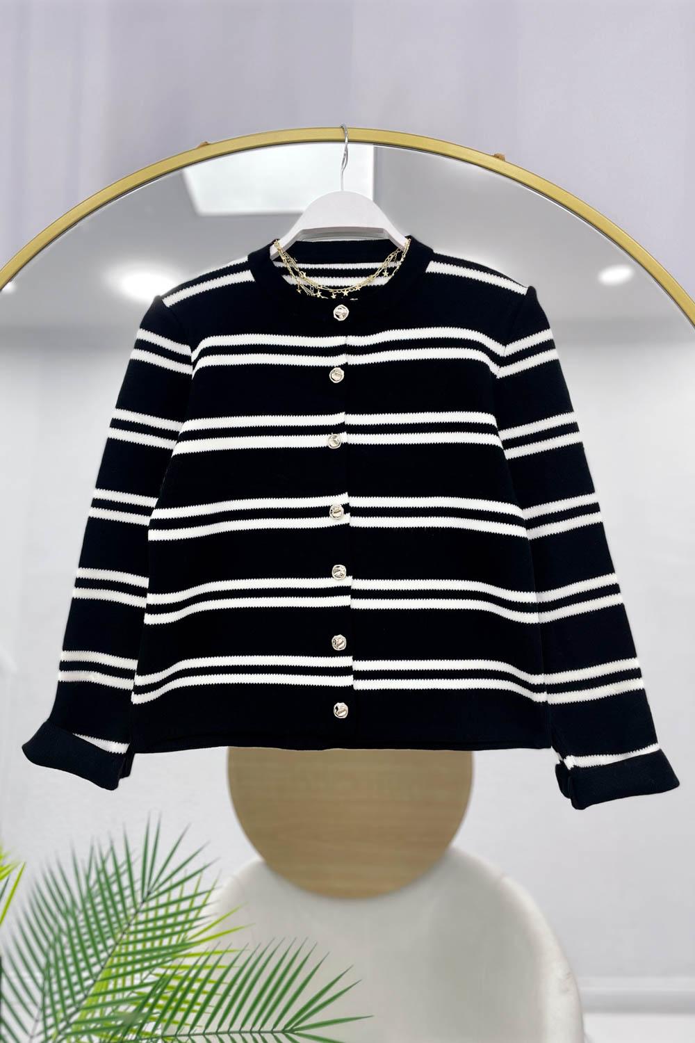 MONO ÇİZGİLİ KADIN HIRKA