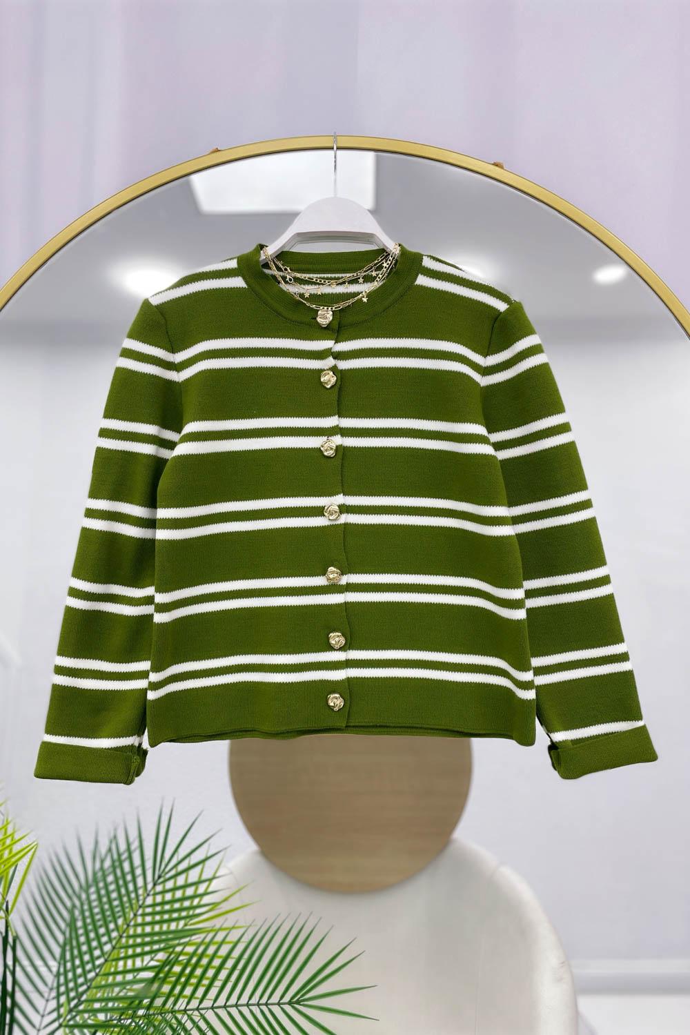 MONO ÇİZGİLİ KADIN HIRKA