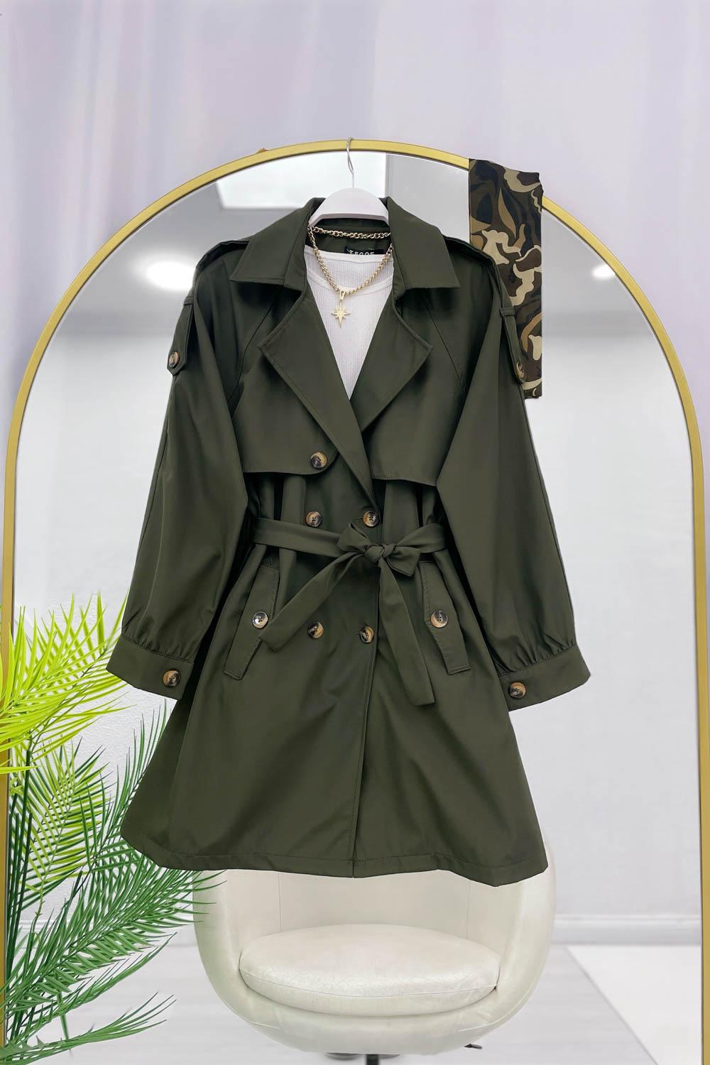 OMUZ DETAYLI TRENÇ KOT