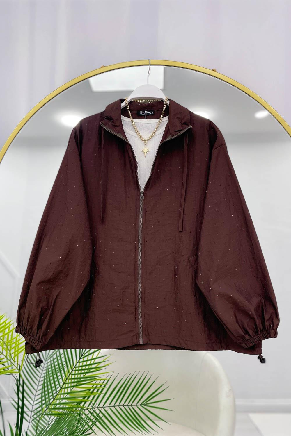 TAŞ BASKILI KREP CEKET 