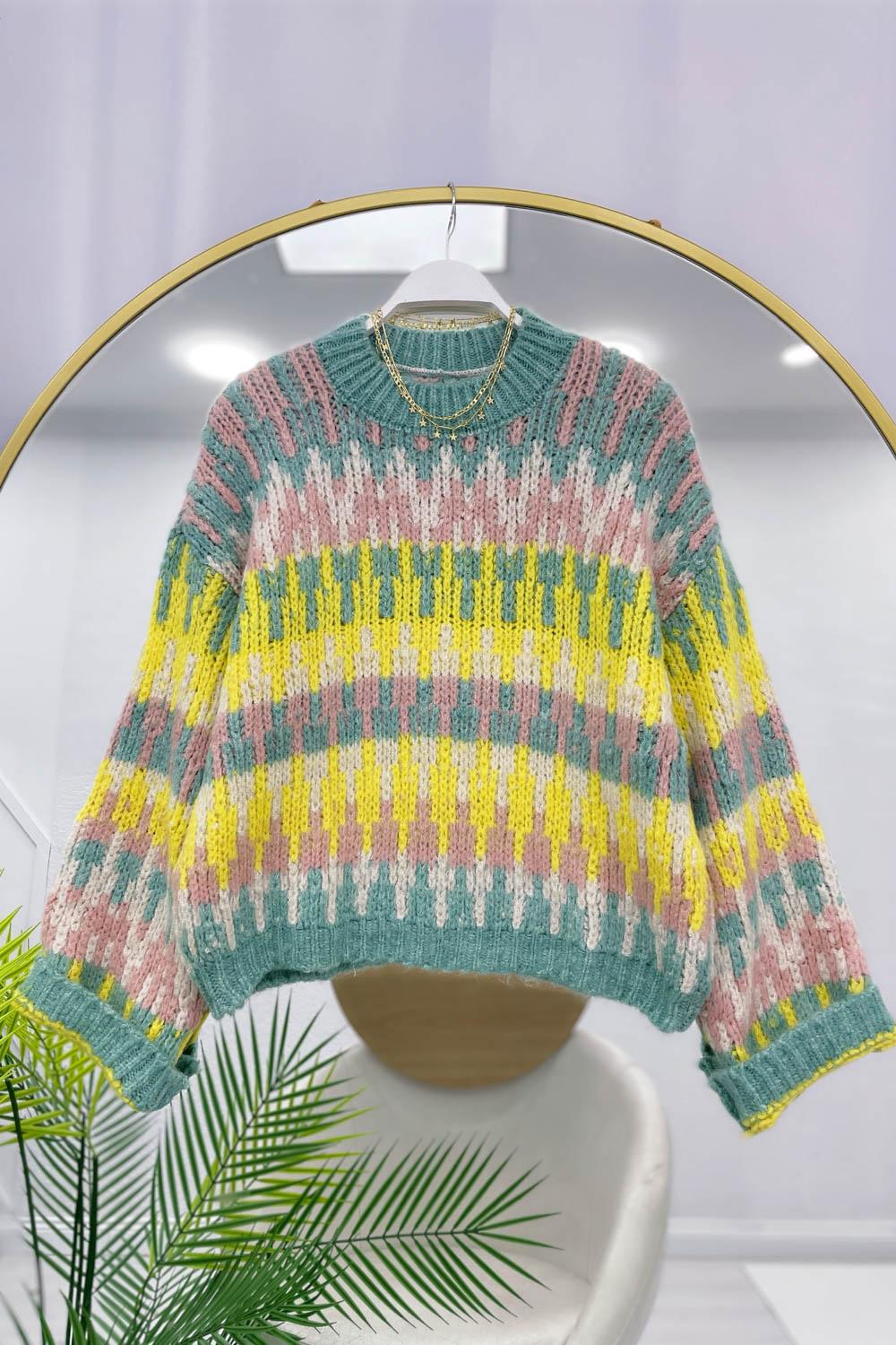 YUMOŞ ÇUBUK ÖRGÜLÜ CROP KAZAK