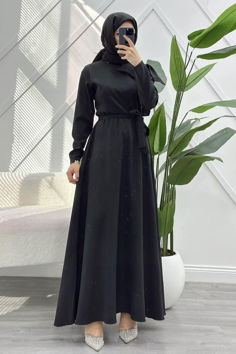 OMZU DETAYLI KADIN KREP ABİYE