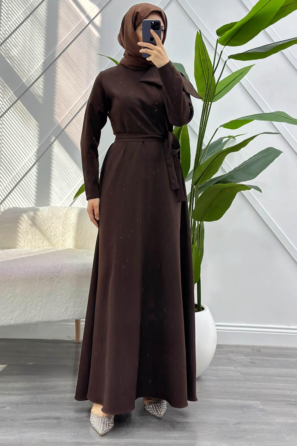 OMZU DETAYLI KADIN KREP ABİYE