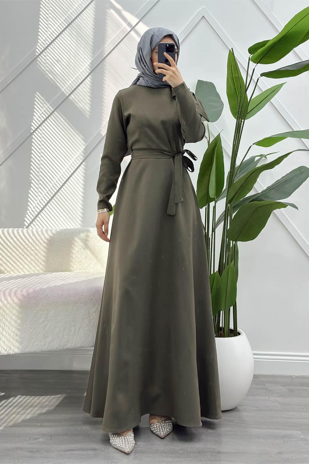 OMZU DETAYLI KADIN KREP ABİYE