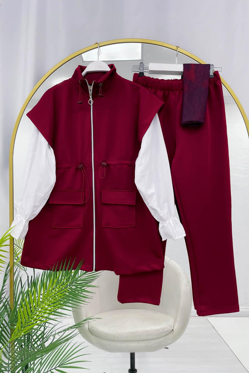 BELİ BÜZGÜLÜ YELEK TAKIM