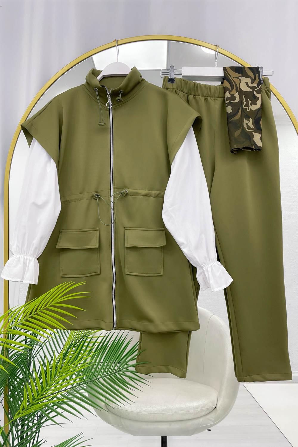 BELİ BÜZGÜLÜ YELEK TAKIM