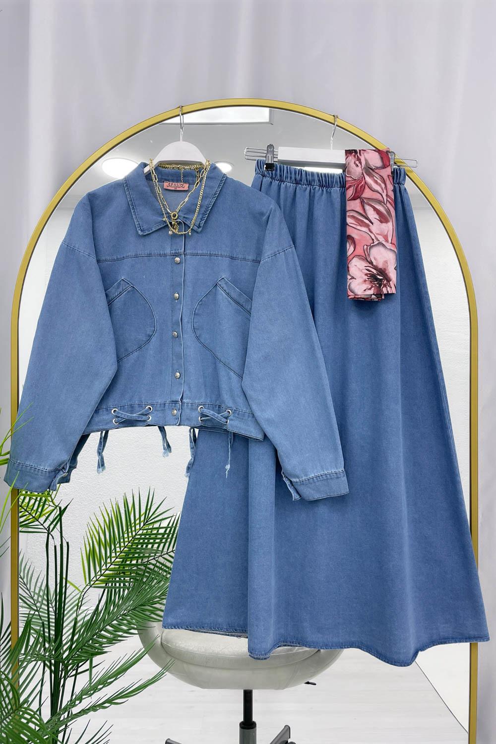 KUŞ GÖZÜ DETAYLI ETEK TAKIM