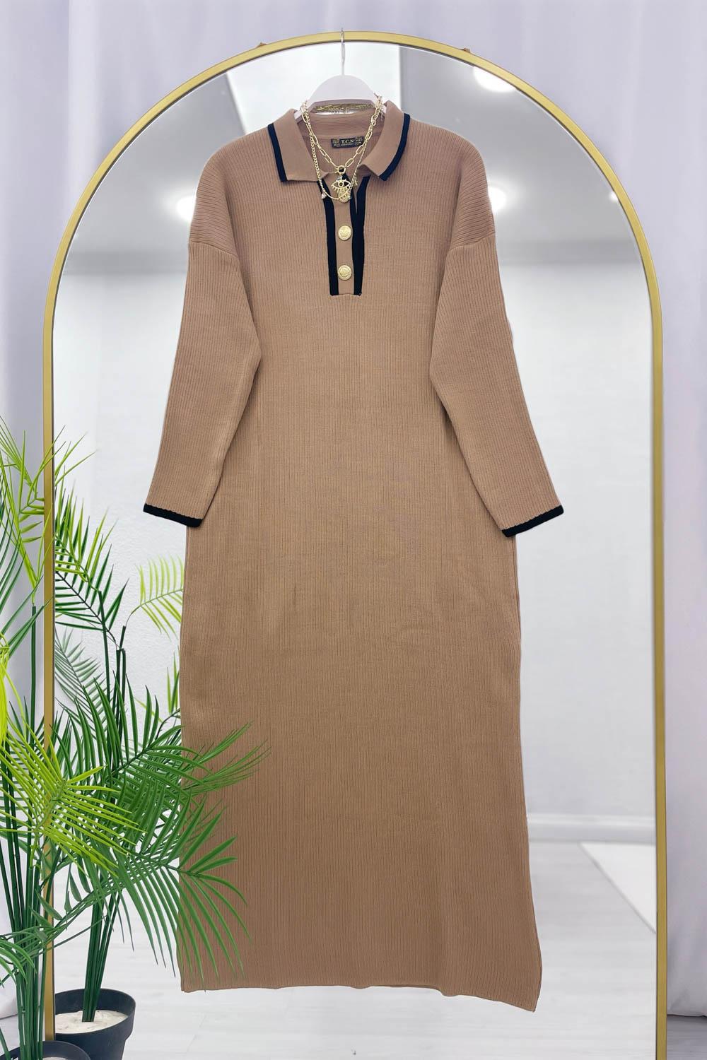 GOLD DÜGMELİ ELBİSE