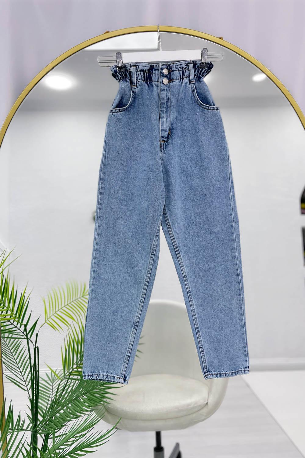 KAR YIKAMALI BELİ LASTİK JEAN