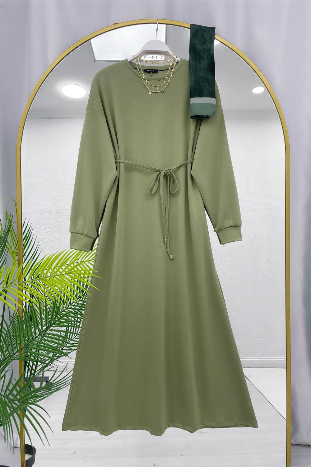 BOYDAN İPLİ KADIN ELBİSE