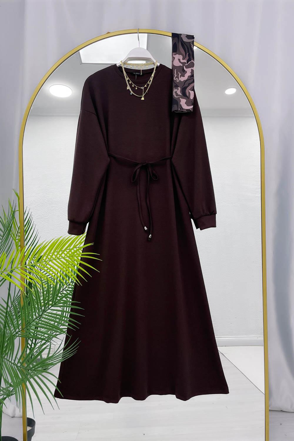 BOYDAN İPLİ KADIN ELBİSE