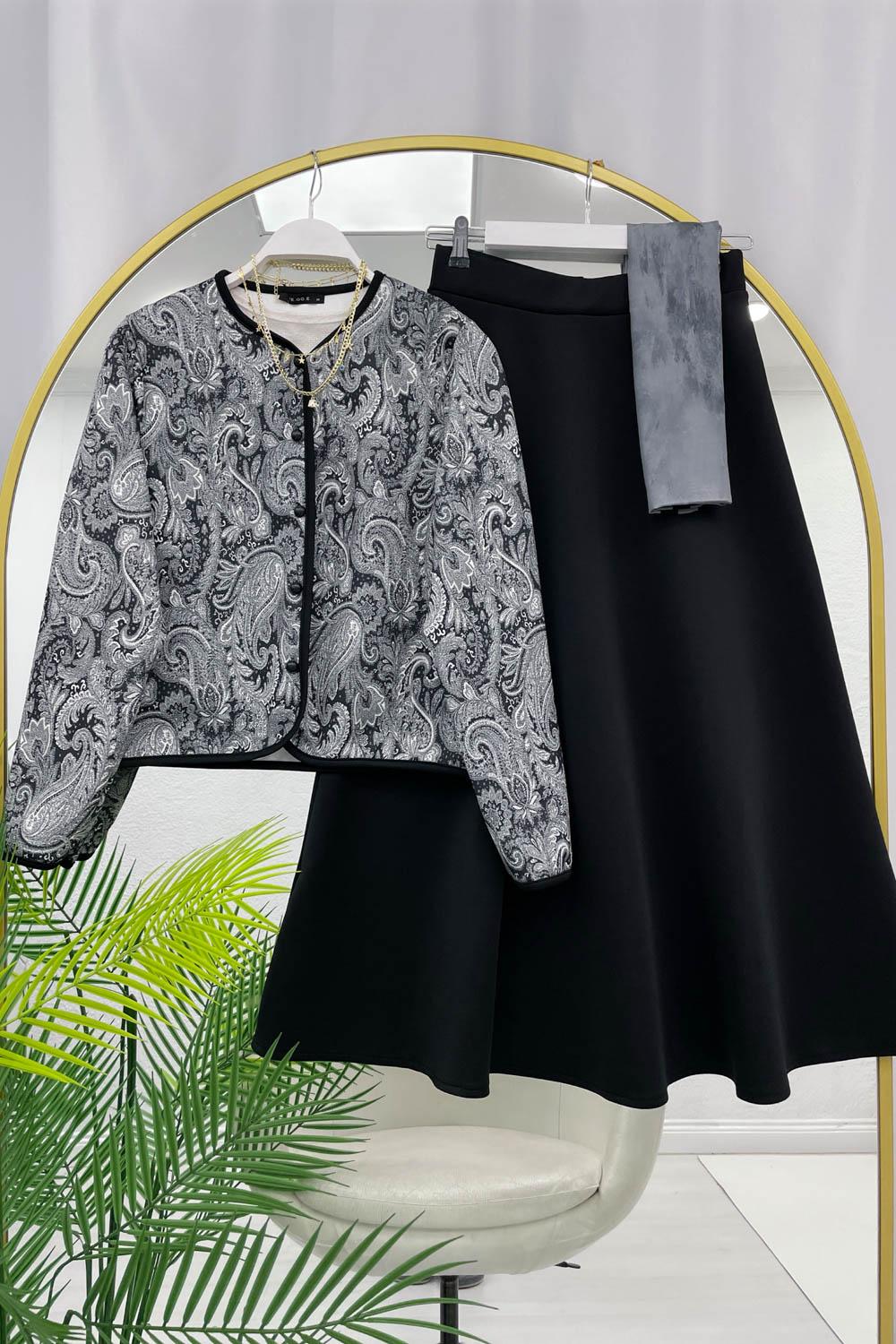 ŞAL DESEN CEKET ETEK KADIN SCUBA TAKIM