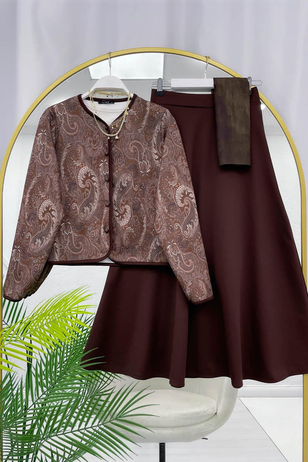 ŞAL DESEN CEKET ETEK KADIN SCUBA TAKIM