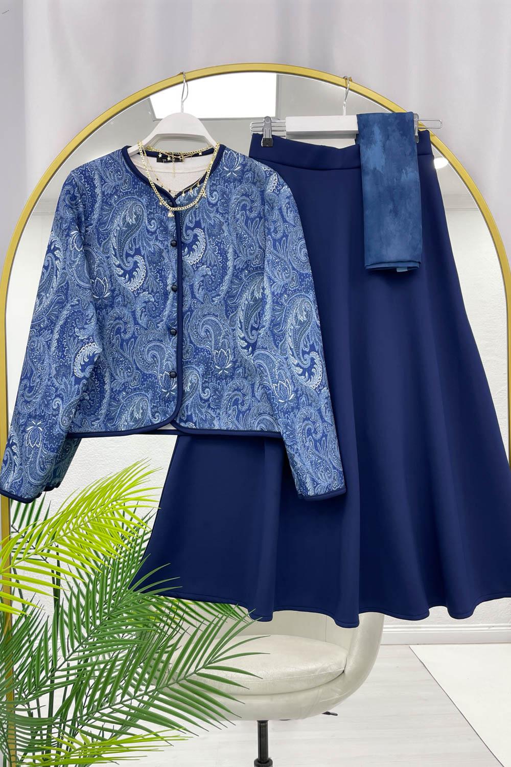 ŞAL DESEN CEKET ETEK KADIN SCUBA TAKIM