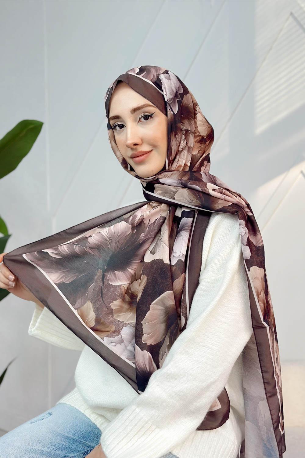 SONBAHAR ÇİÇEKLERİ DESENLİ PAMUK ŞAL