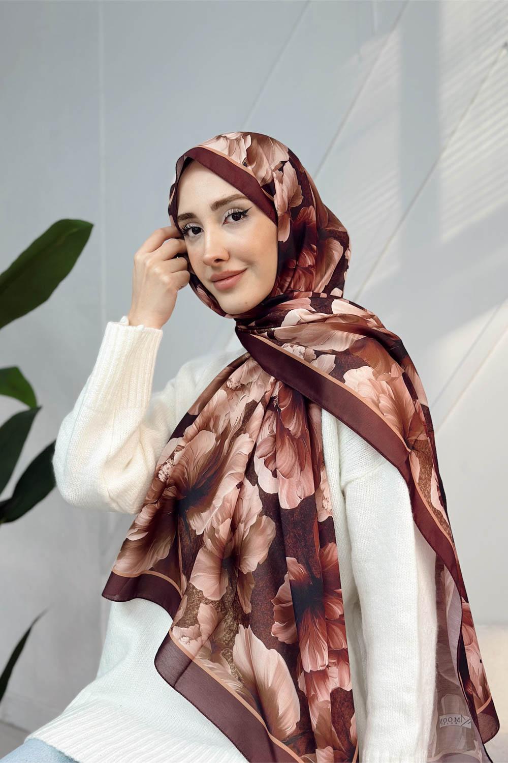 SONBAHAR ÇİÇEKLERİ DESENLİ PAMUK ŞAL