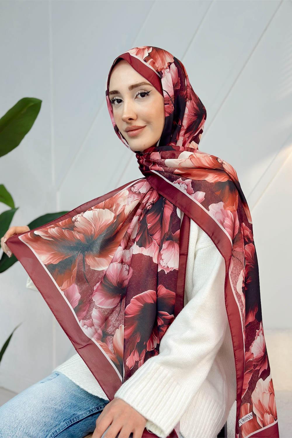 SONBAHAR ÇİÇEKLERİ DESENLİ PAMUK ŞAL