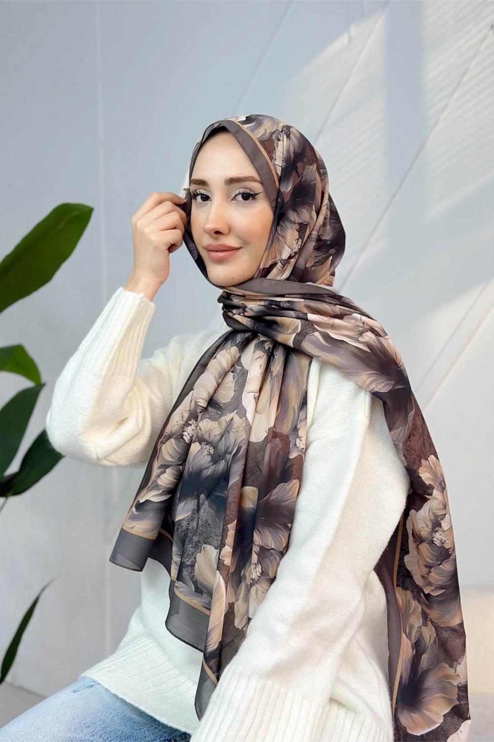 SONBAHAR ÇİÇEKLERİ DESENLİ PAMUK ŞAL