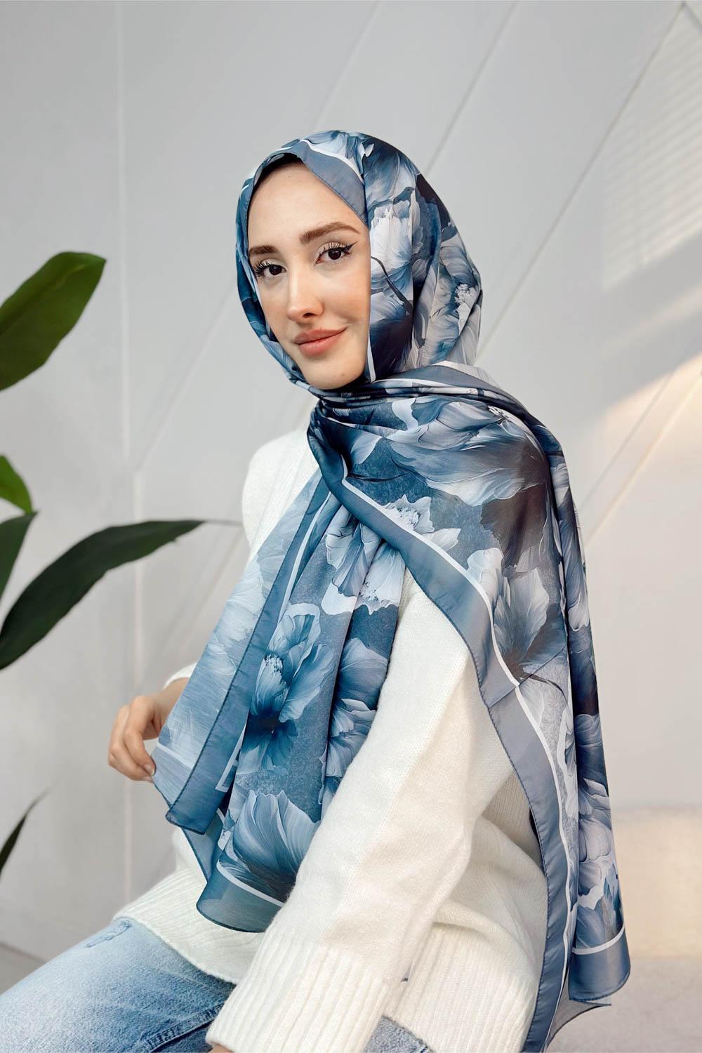 SONBAHAR ÇİÇEKLERİ DESENLİ PAMUK ŞAL