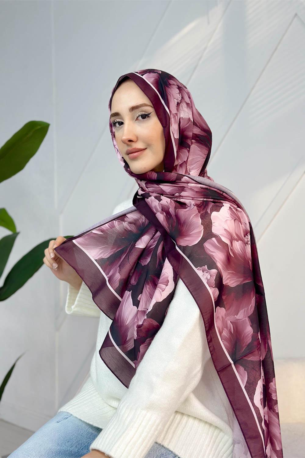 SONBAHAR ÇİÇEKLERİ DESENLİ PAMUK ŞAL