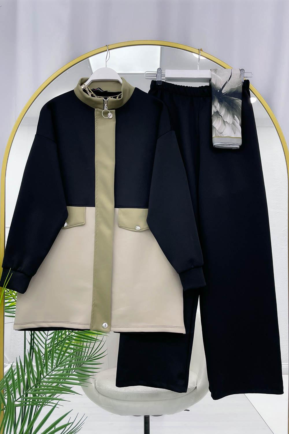 ÖNÜ ŞERİT DETAYLI KADIN TAKIM