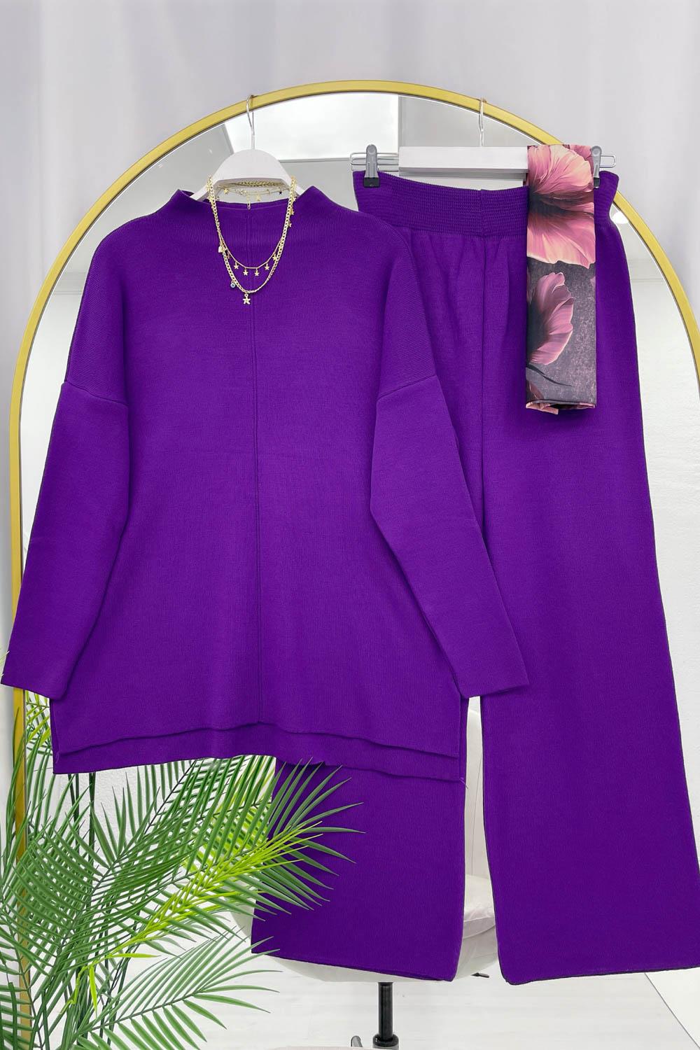 ÖNÜ ÇİZGİ DETAYLI KADIN TRİKO TAKIM