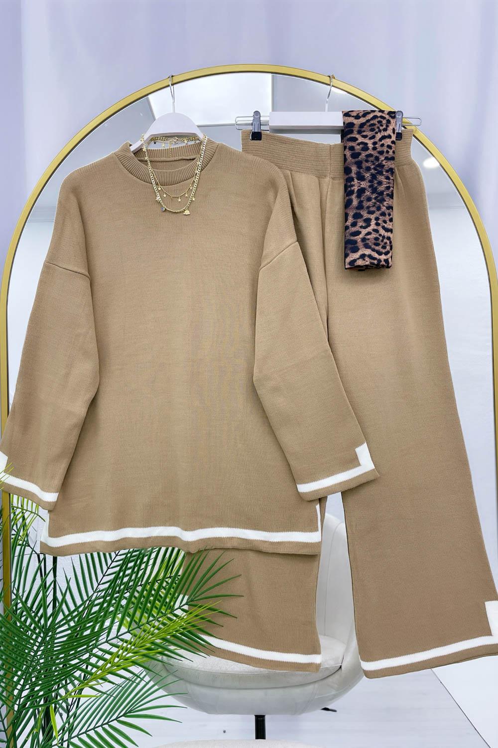 ŞERİT DETAYLI BASIC KADIN TRİKO TAKIM