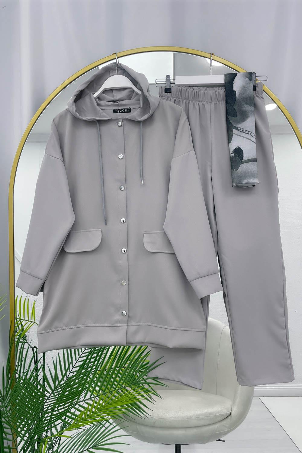 METALİK DÜĞMELİ CEPLİ KREP TAKIM