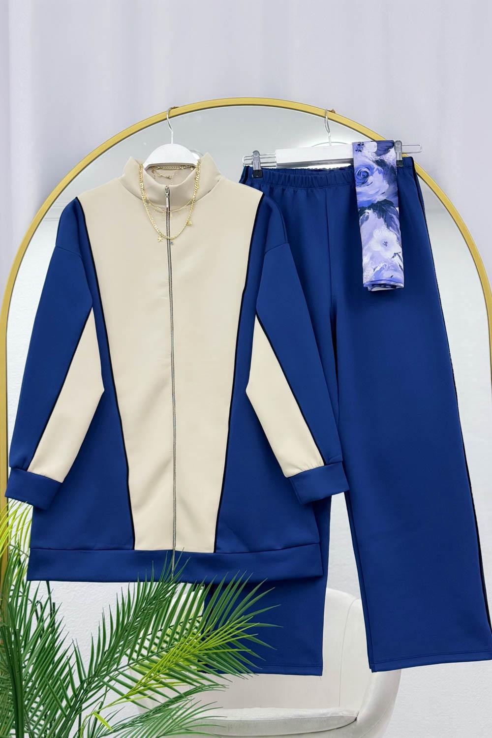 ŞERİT ÇİZGİLİ FERMUARLI SCUBA TAKIM