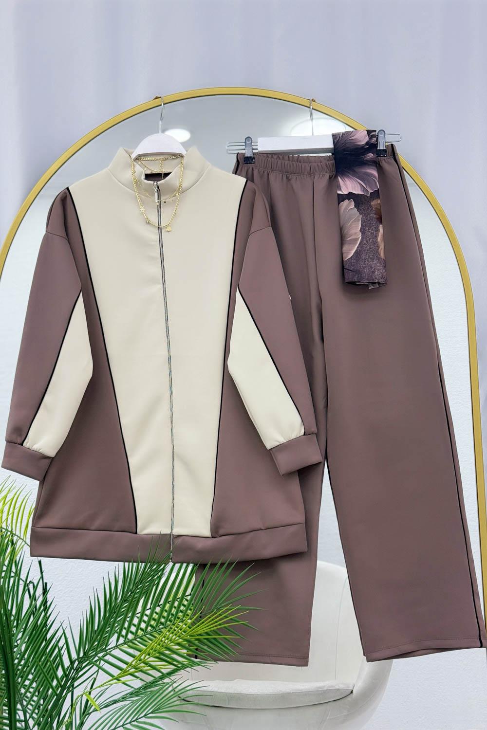 ŞERİT ÇİZGİLİ FERMUARLI SCUBA TAKIM