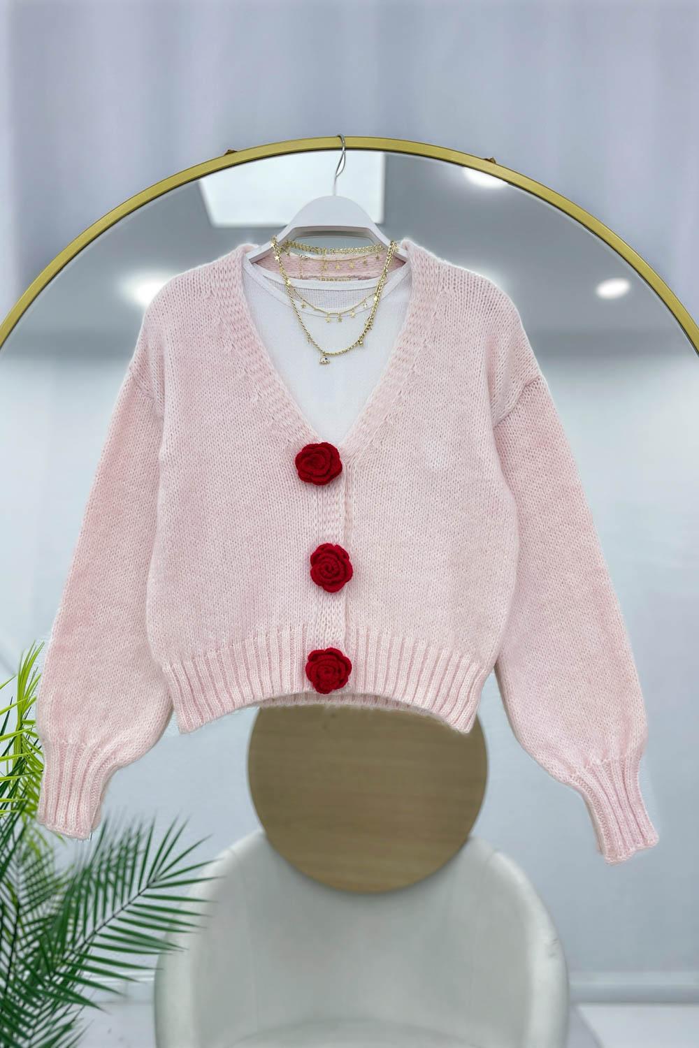 GÜL DÜĞMELİ YUMOŞ HIRKA