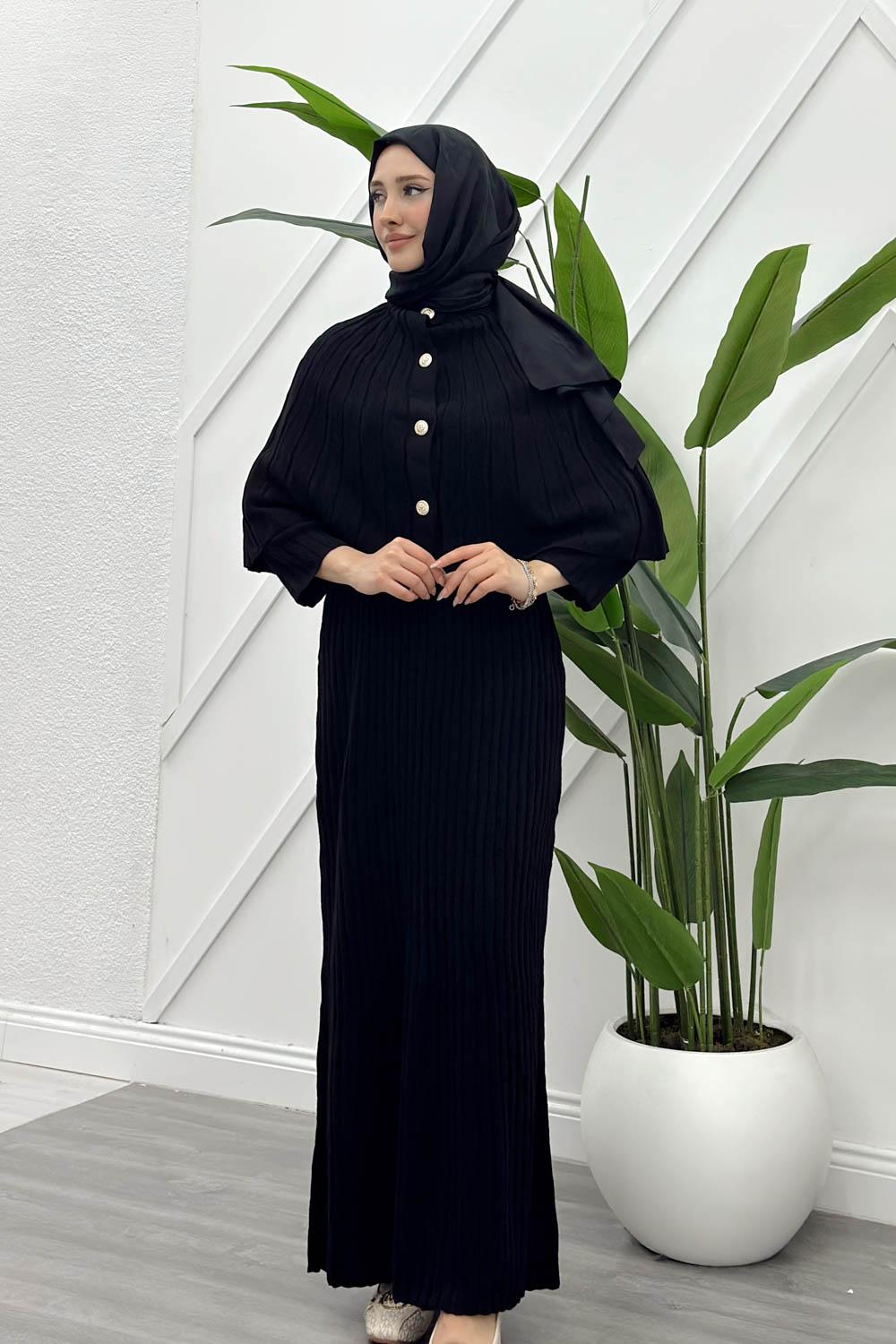 PELERİN DETAYLI KADIN TRİKO ELBİSE