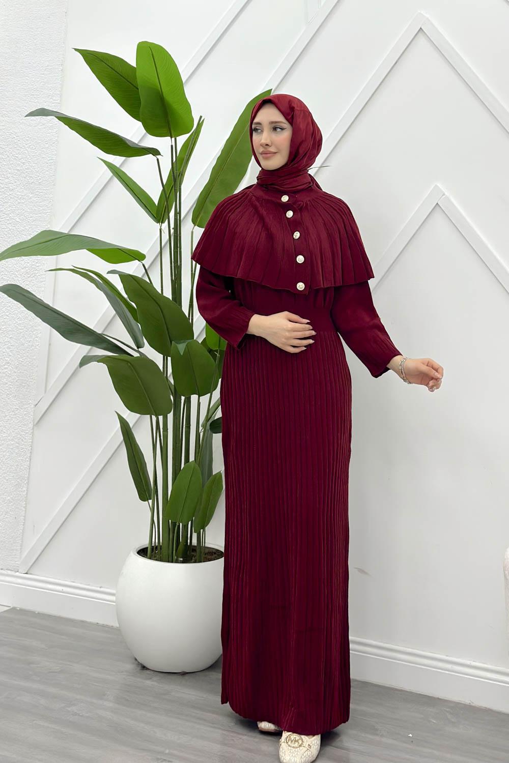 PELERİN DETAYLI KADIN TRİKO ELBİSE