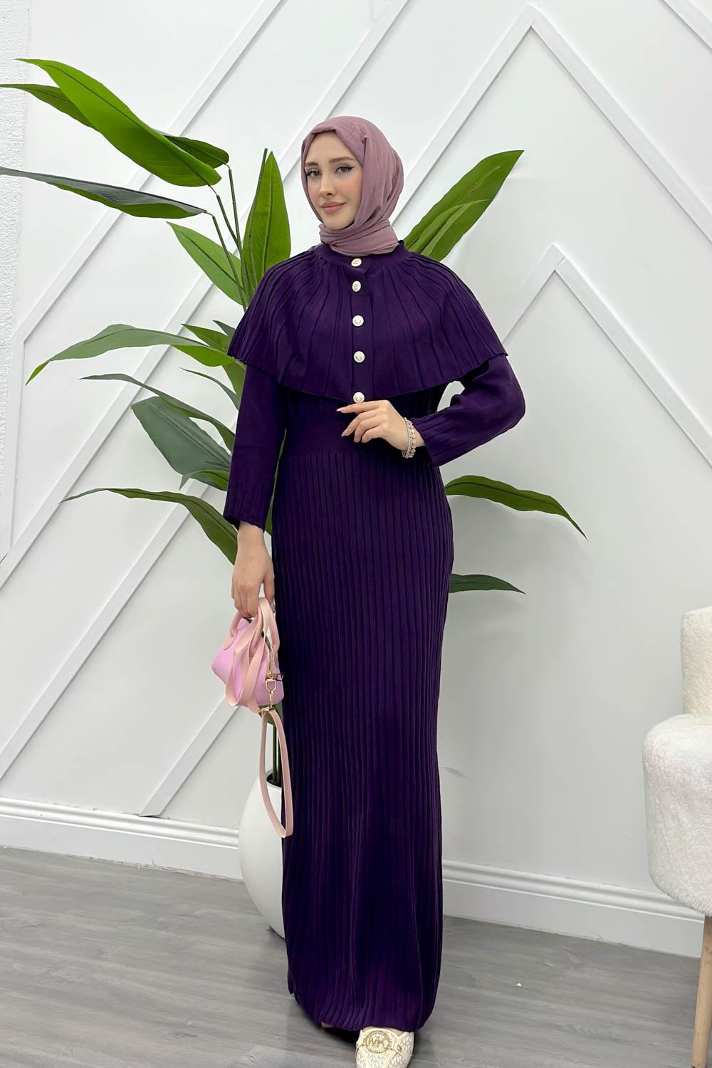 PELERİN DETAYLI KADIN TRİKO ELBİSE