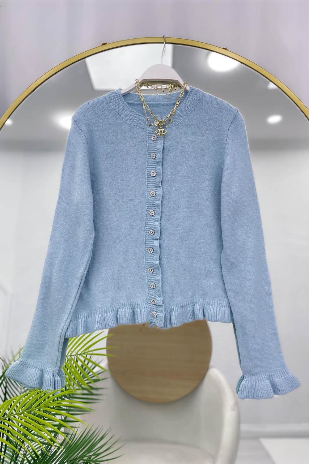 ÇİÇEK DÜĞMELİ TRİKO HIRKA