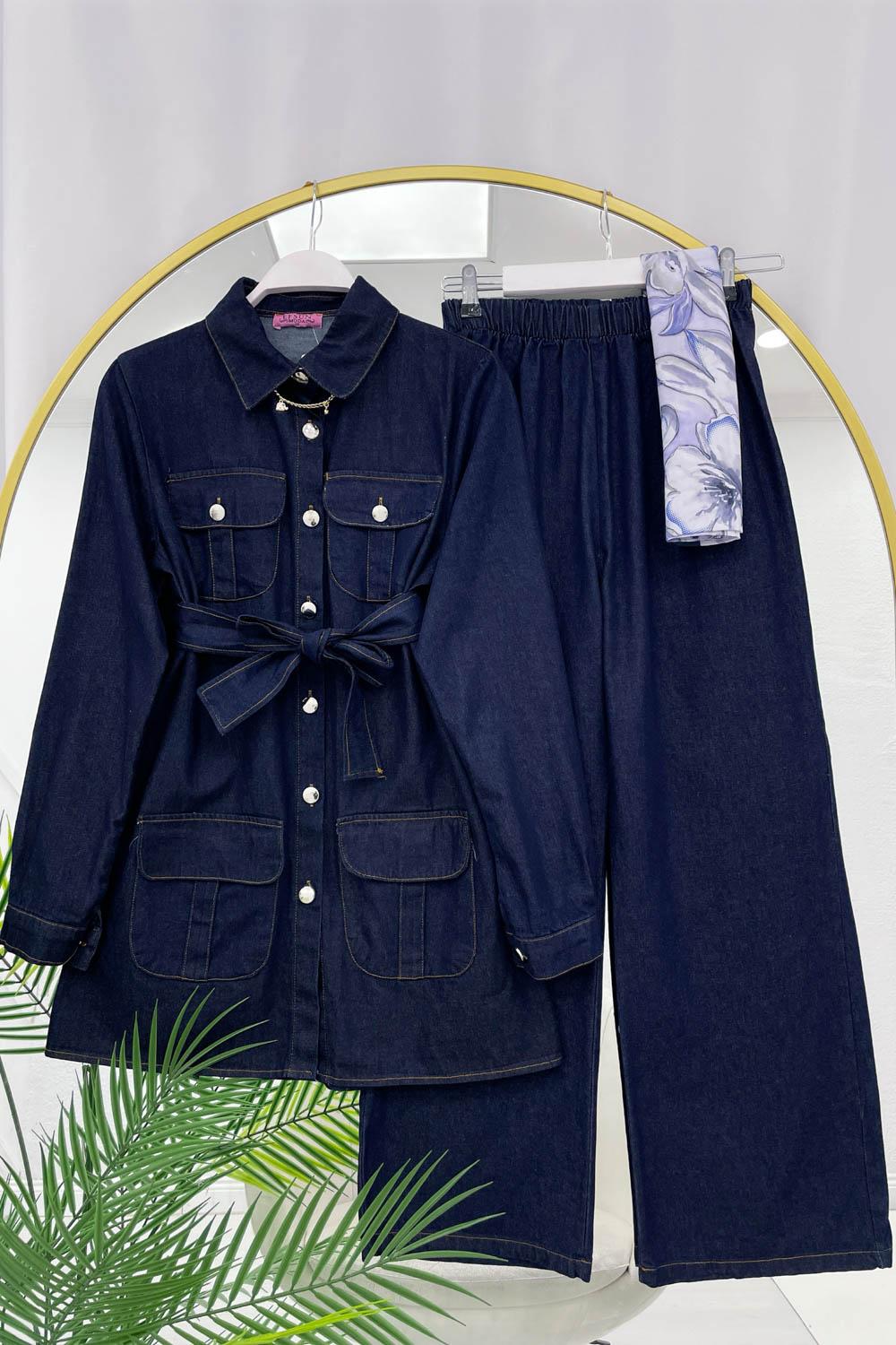 DÖRT CEPLİ  İP DETAYLI PANTOLONLU  KADIN TAKIM