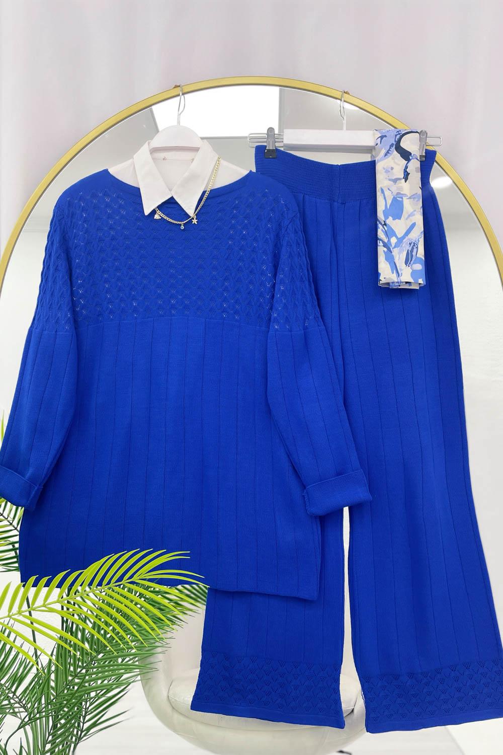 V ÖRGÜLÜ KADIN TRİKO TAKIM