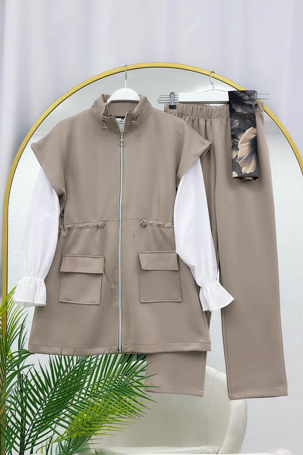 BELİ BÜZGÜLÜ YELEK TAKIM