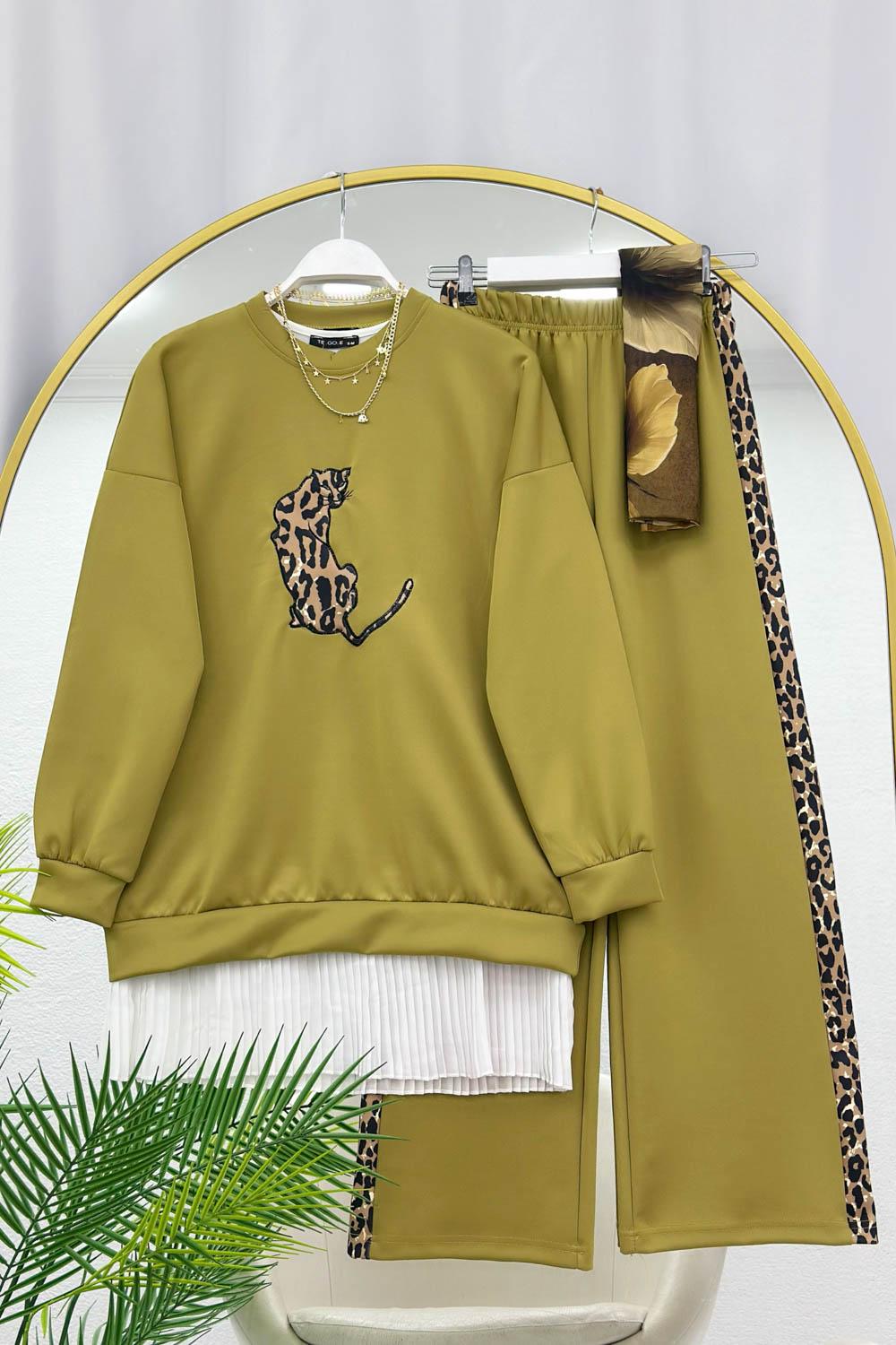 LEOPAR GARNİLİ PUF SCUBA TAKIM