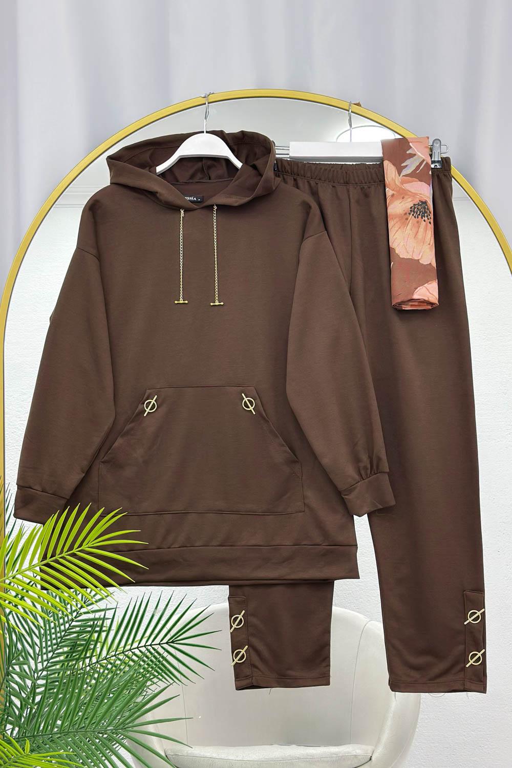 METALİK AKSESUARLI KAPŞONLU SPOR TAKIM