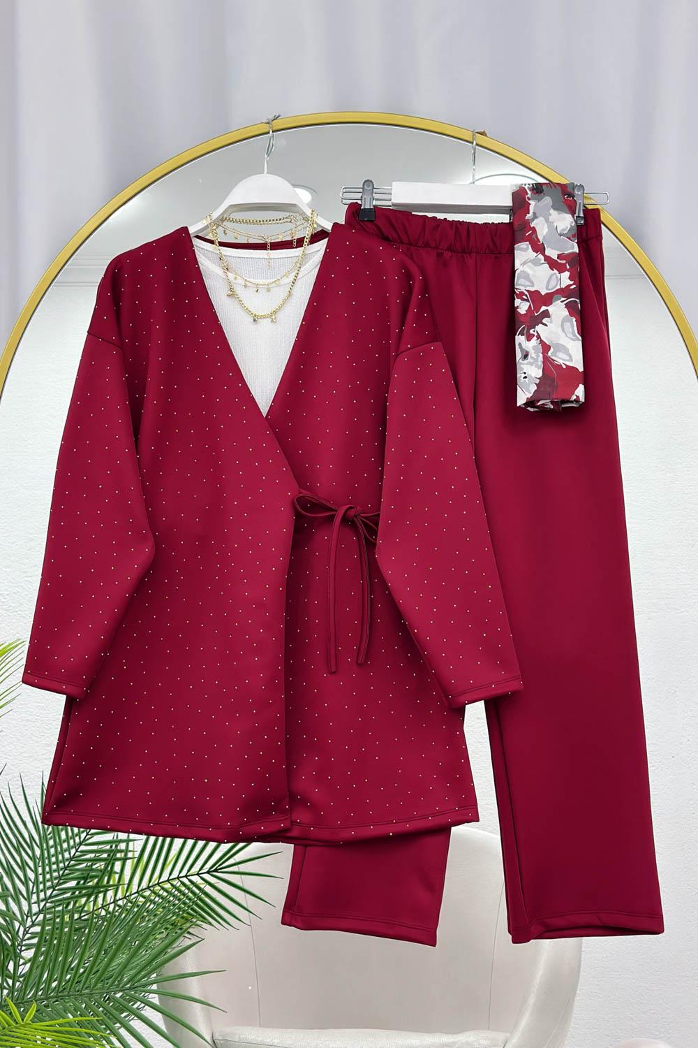 KİMONO SERPME TAŞLI KADIN TAKIM