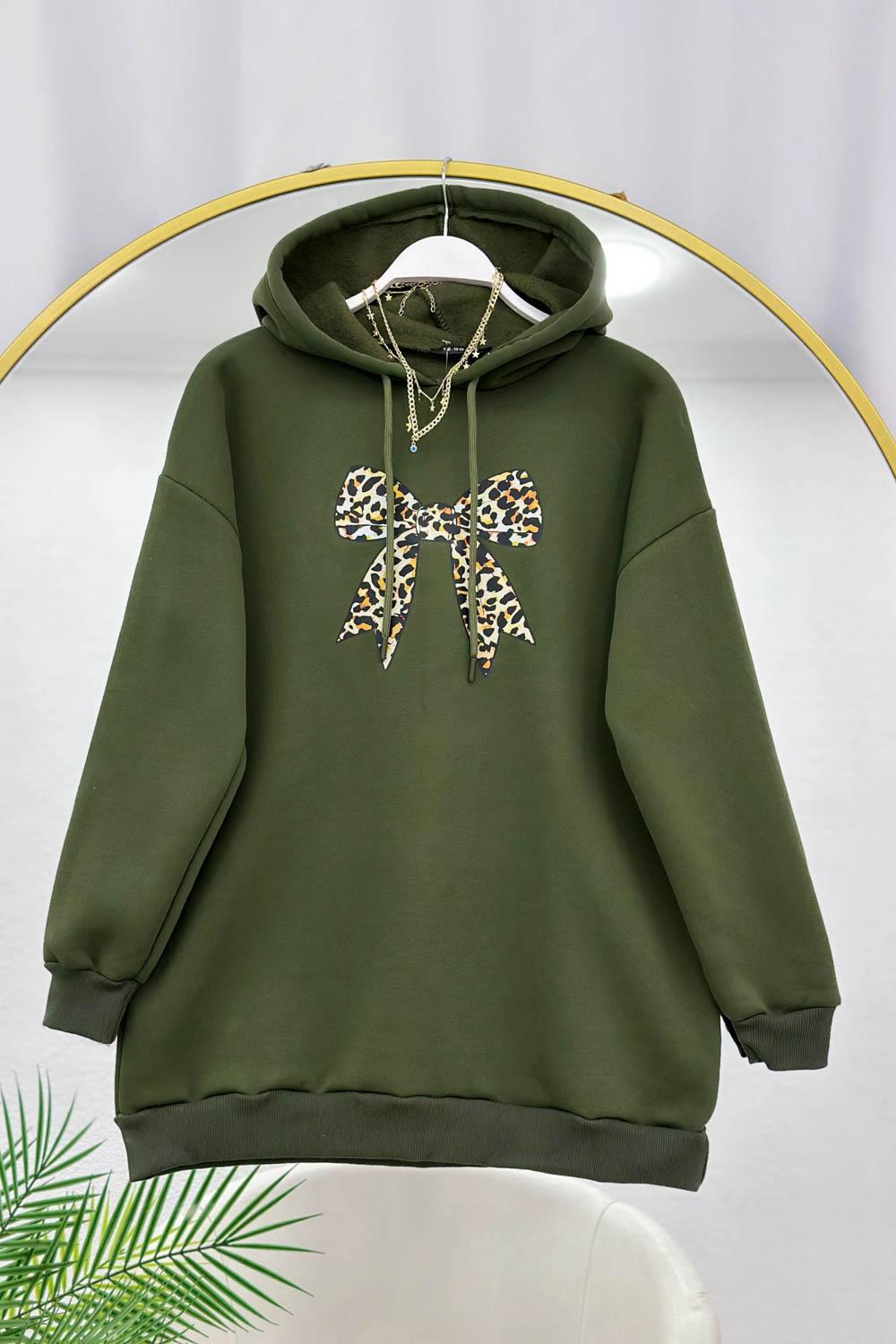 KAPŞONLU LEOPAR FıYONLU 3 İPLİK SWAET