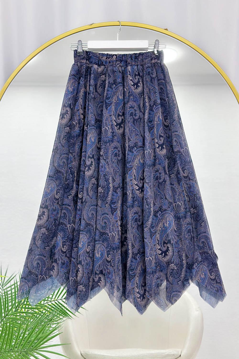 ASİMETRİK KESİM ASTARLI ŞİFON ETEK