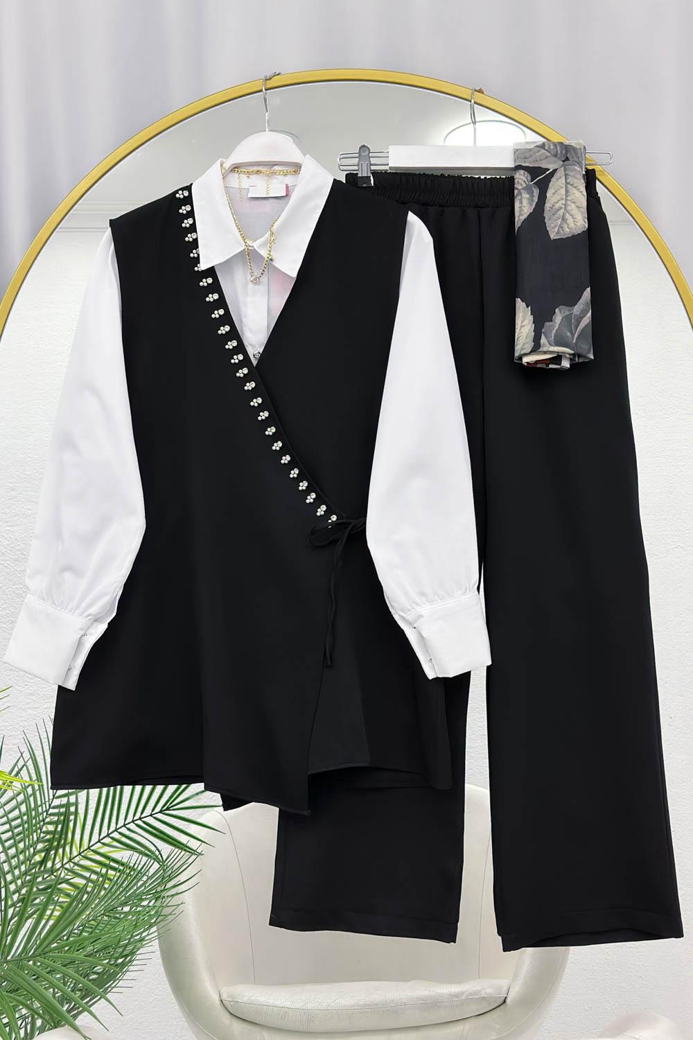 SIRATAŞ İŞLEMELİ KREP ÜÇLÜ TAKIM