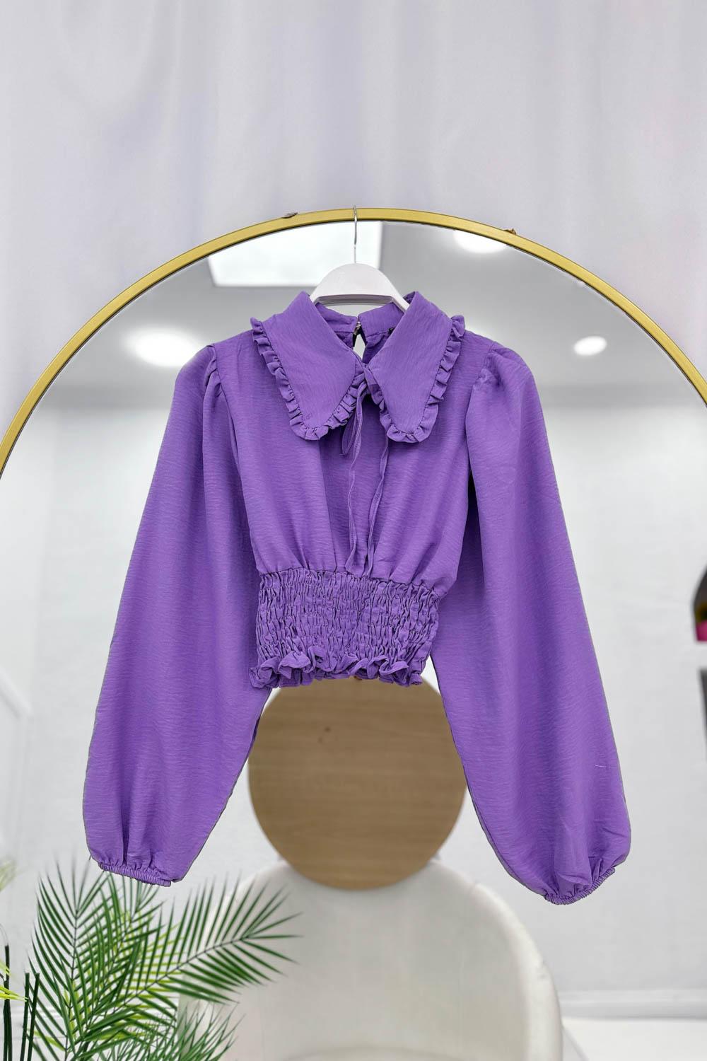 BALON KOL BEL BÜZGÜLÜ  BLUZ