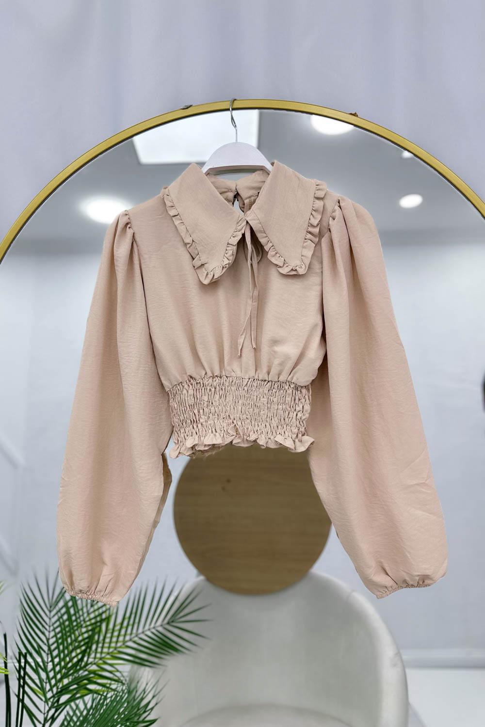 BALON KOL BEL BÜZGÜLÜ  BLUZ