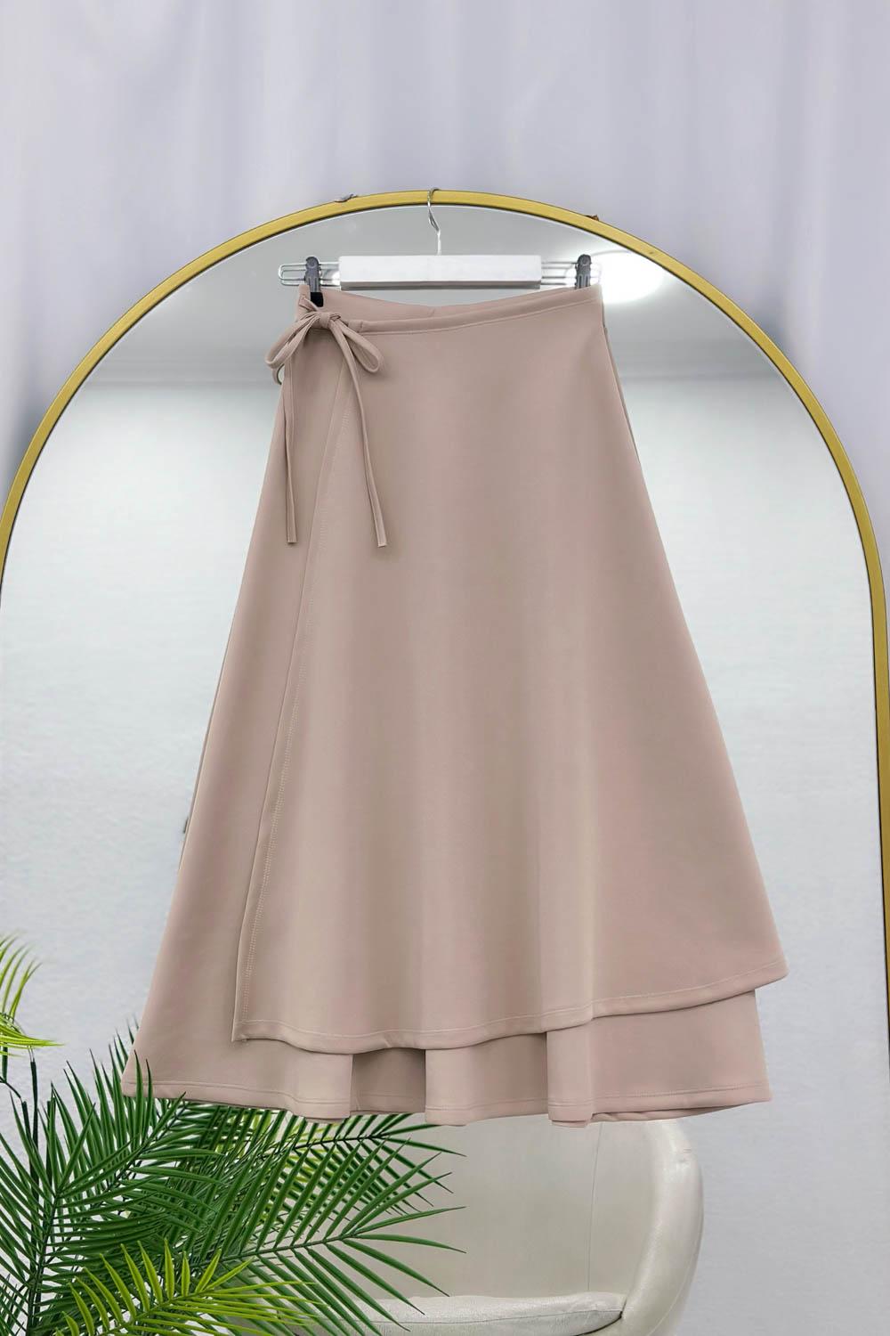 YANDAN BAĞLAMALI PUF SCUBA KADIN  KLOŞ ETEK