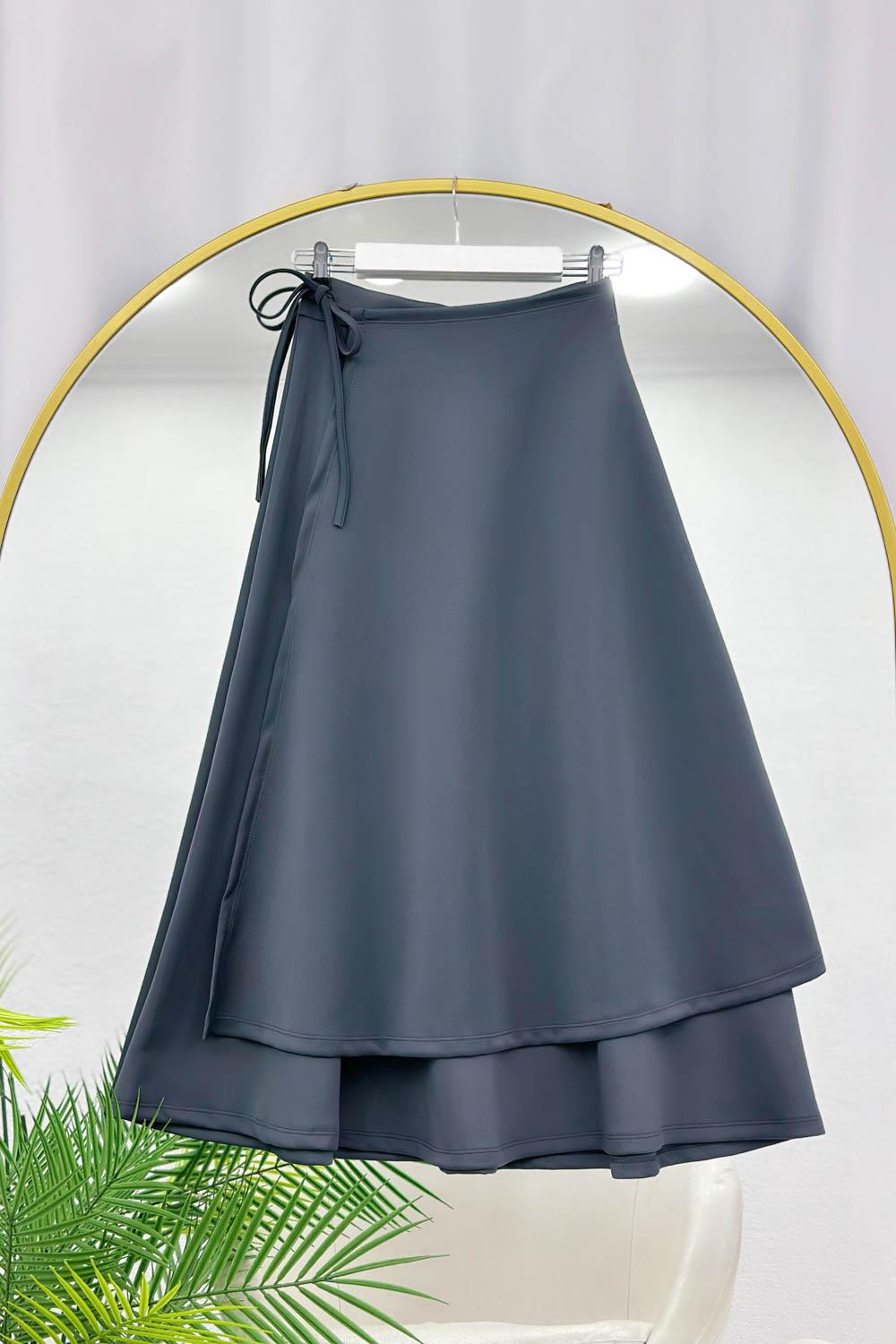 YANDAN BAĞLAMALI PUF SCUBA KADIN  KLOŞ ETEK