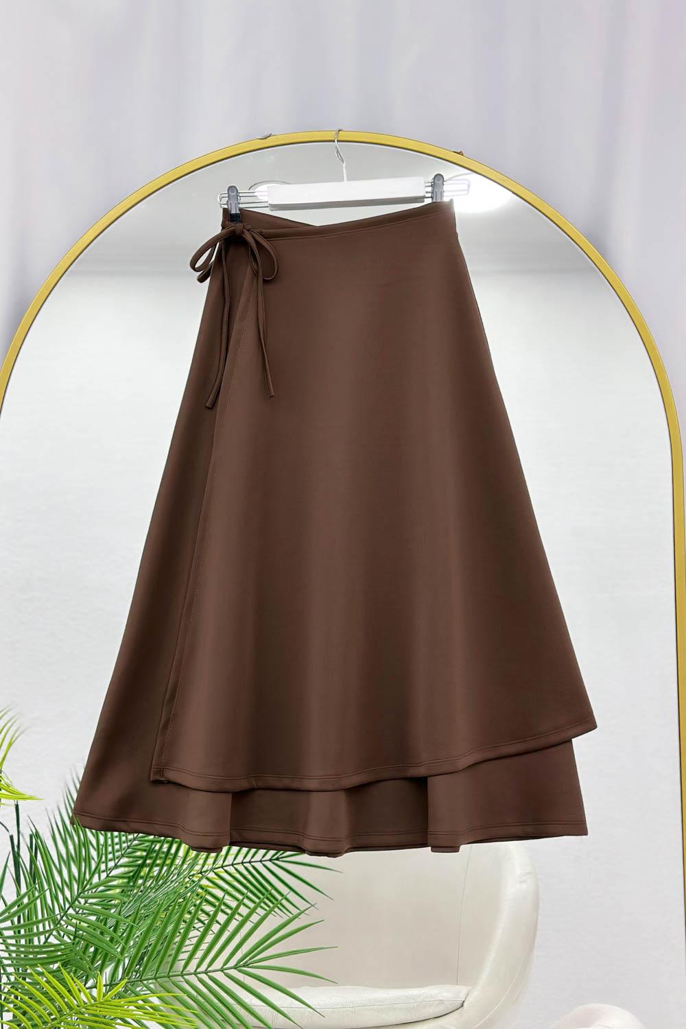 YANDAN BAĞLAMALI PUF SCUBA KADIN  KLOŞ ETEK